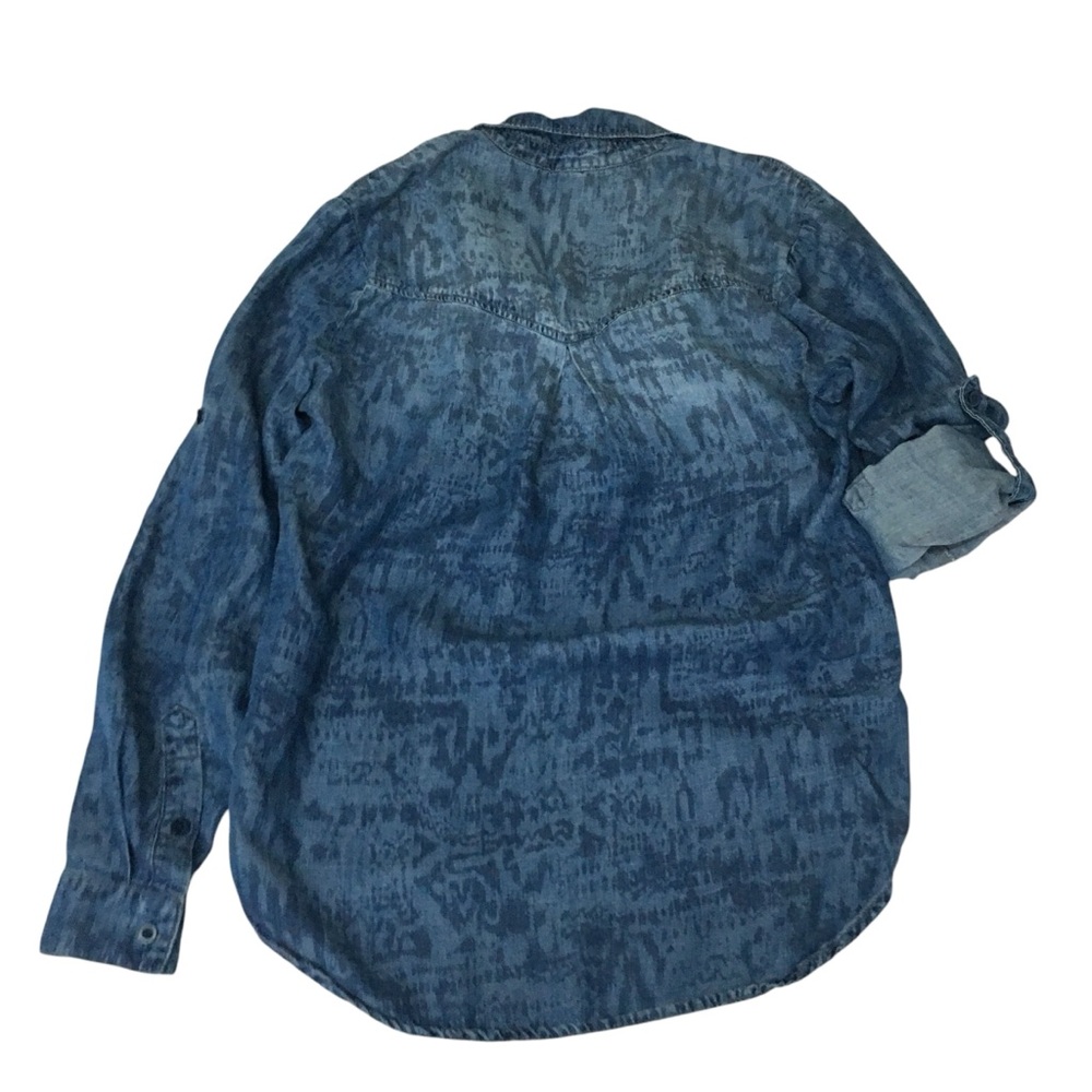 Cloth & Stone Blue Tencel Roll Tab 3/4 Button Pullover Shirt - Women’s XS - Picture 11 of 14